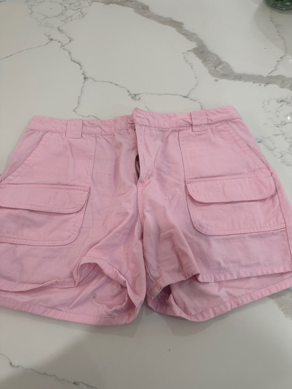 Women's Pink Cargo Shorts with Flap Pockets